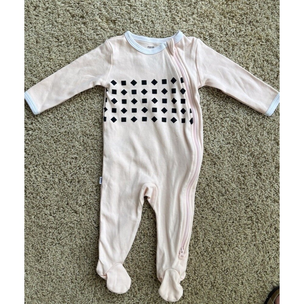 NANIT Breathing Wear Pajamas Pink 3-6 Months 100% Cotton Double Zipper NWOT